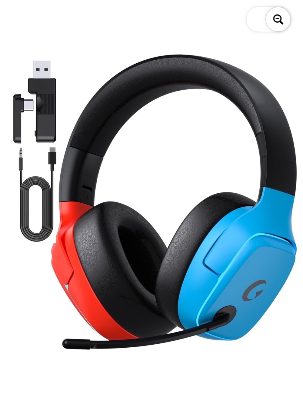 Cinpusen Blue and Red Over-Ear Gaming Headset with Mic
